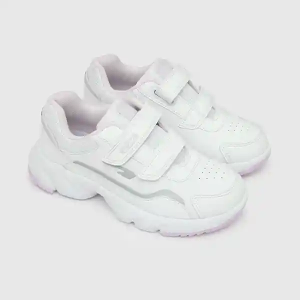 Zapatillas Para Niña 2 Velcros Full Pu Blanca Talla 24 Colloky