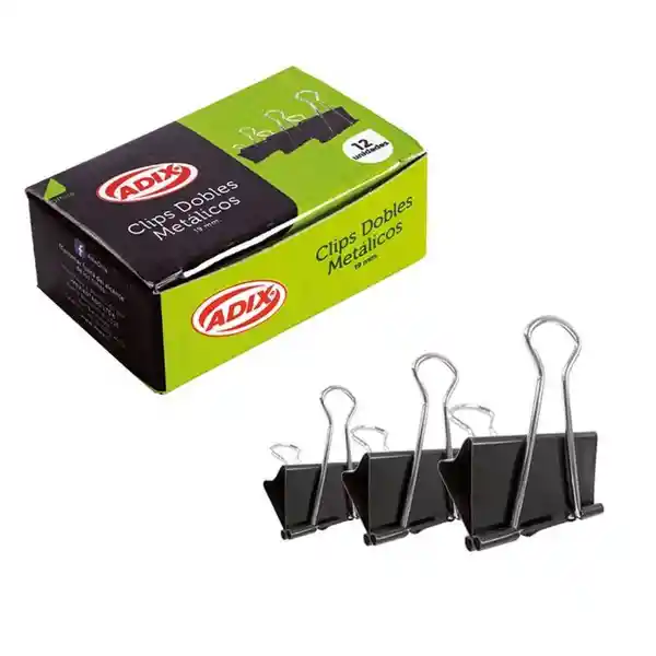 Adix Clip Doble Metálico Negro 19 mm