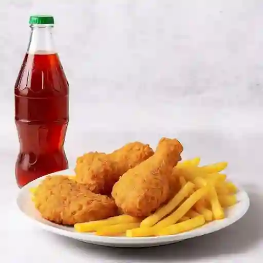 Pollo Papas Fritas y Bebida
