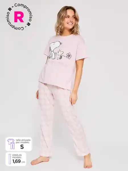 Snoopy Pijama Manga Corta Rosado M V26