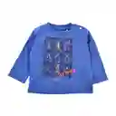 Polera Manga Larga Bebé Niño Azul Talla 6 M Pillin