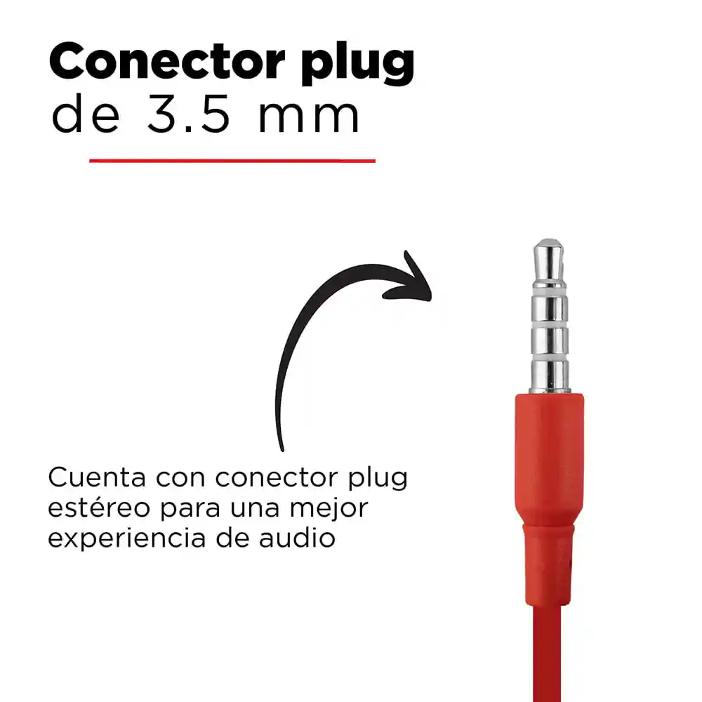 Miniso Audífonos De Cable Rojo 1m