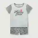 Pijama Polera + Short Mickey Melange Gris Talla 2A Opaline