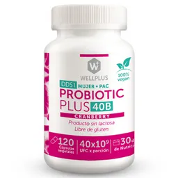 Wellplus Suplemento Alimenticio Probiotic Plus 40 Bill Cranberry