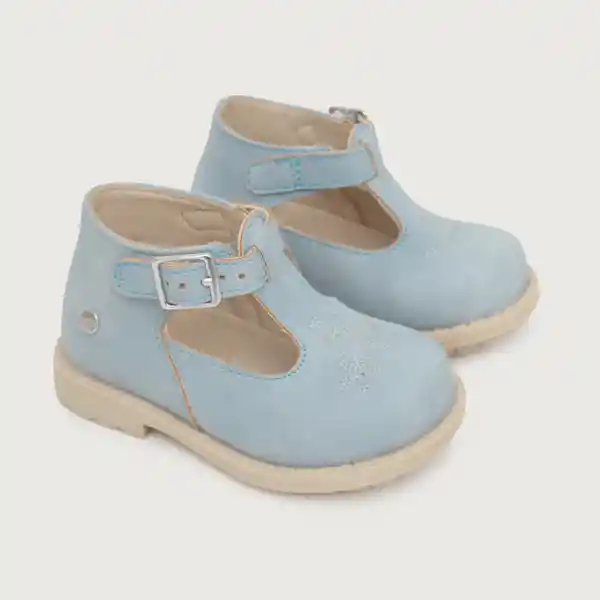 Zapatos Reina Vestir Bordada Con Hebilla Celeste T. 21 Opaline