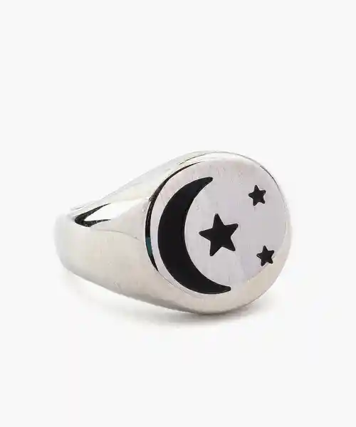 Anillo Acero Inoxidable Luna y Estrellas Plateado 7 Lounge