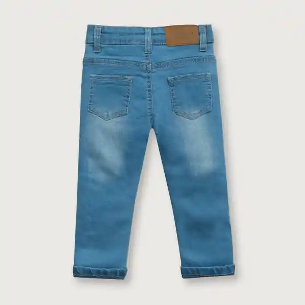 Jean Denim Recto Con Bordado Color Azul Talla 3A Opaline