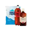 Coca-Cola Gaseosa Zero + Ballantines 40 Whiskey + Hielo Liquidos