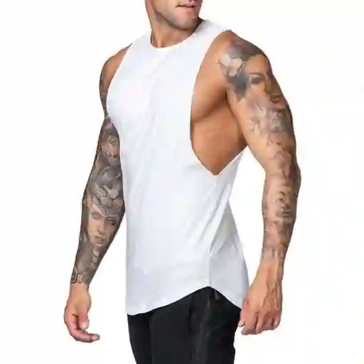 Polera Deportiva Musculosa Algodón Blanco