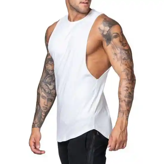 Polera Deportiva Musculosa Algodón Blanco