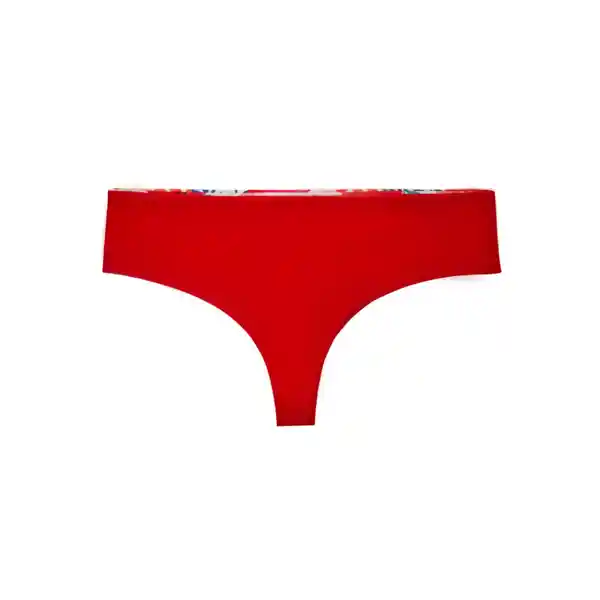 Bikini Calzón Tanga Reversible Estampado Rojo Talla L Samia