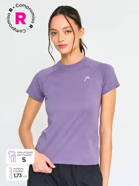 Head Polera Manga Corta Beamless Mujer Morado M SS25