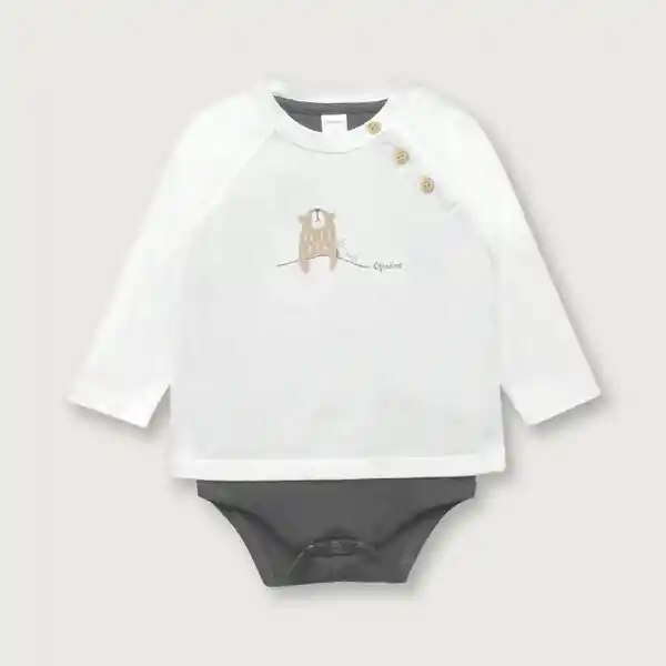 Body de Niño Polera Blanco Talla 3 M Opaline