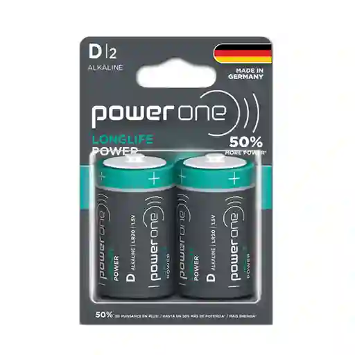 Power One Pila Alcalina Longlife Made in Germany Tamaño D