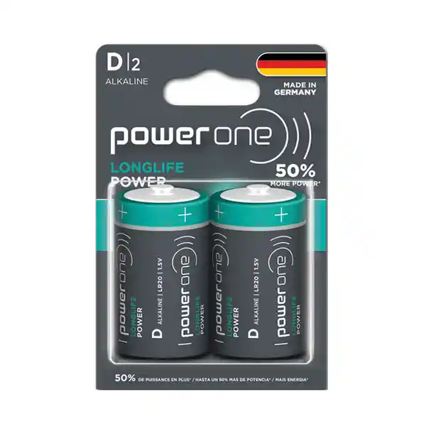 Power One Pila Alcalina Longlife Made in Germany Tamaño D