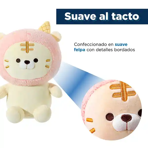 Peluche de Tigre Sentado Rosa y Blanco Miniso