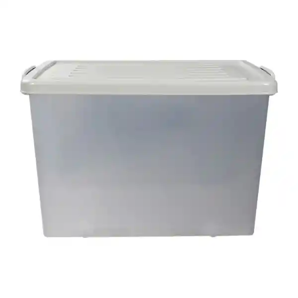 Caja Organizadora Ruedas Transparente Tapa Cr Gris 80 L