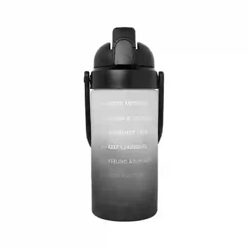Miniso Botella de Plástico Para Agua Con Bombilla Blanco y Negro