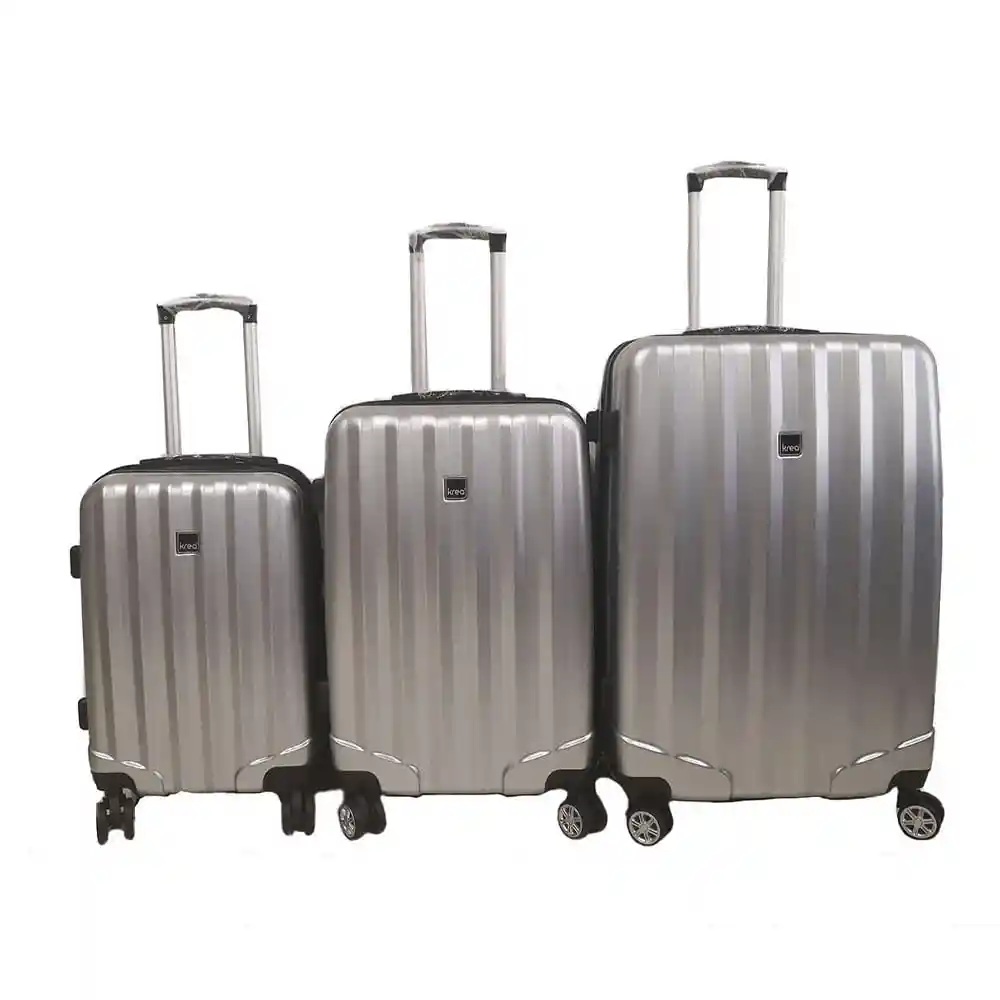Set 3 Maleta Polic Krea Plateada