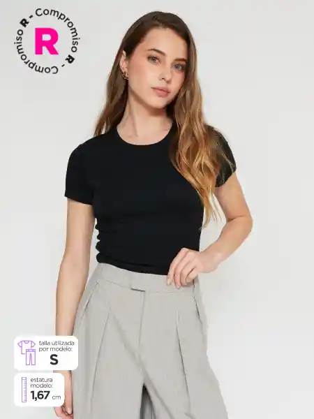 Index Polera Manga Larga Deltacor Negro XL S25