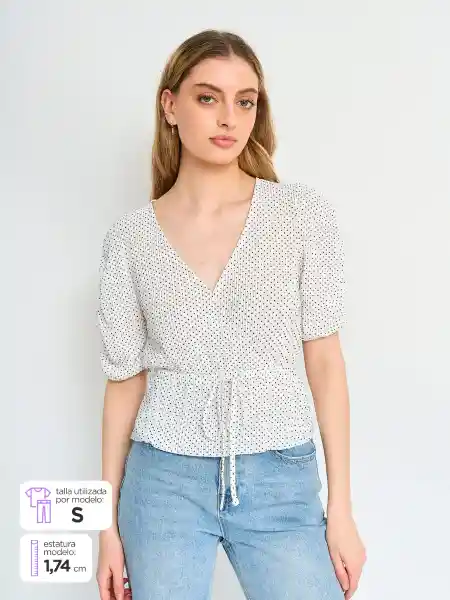 Index Blusa Manga Corta Decruce Corta Blanc Talla XL S25