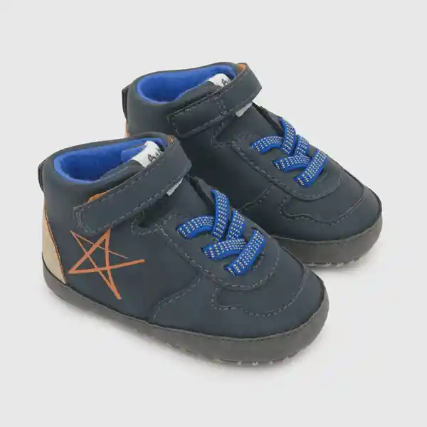 Botines Futurista Velcro Elástico Para Niño Azul T. 17 Colloky