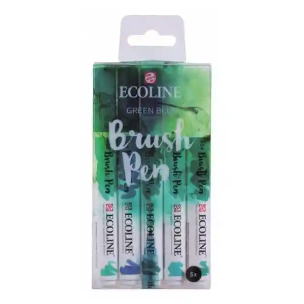 Ecoline Set Brushpen Tonos Verde Azul