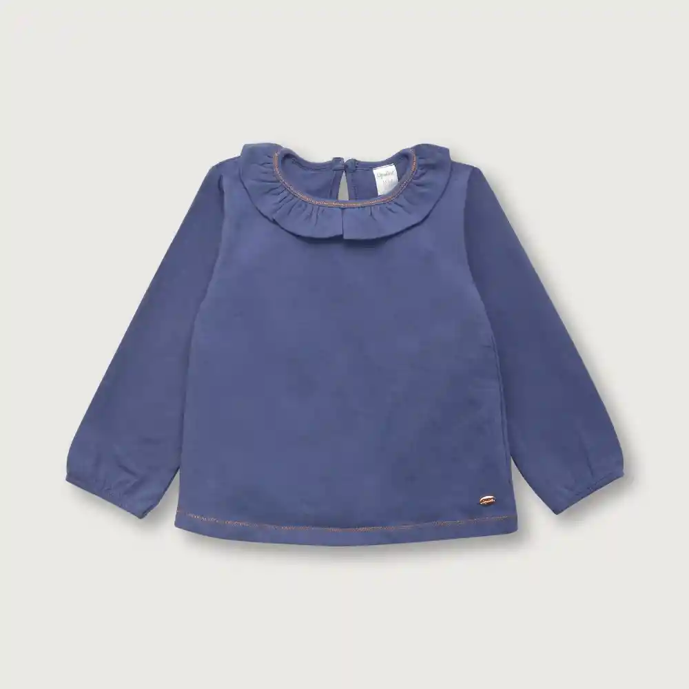 Polera Manga Larga De Niña Azul Talla 4 Años