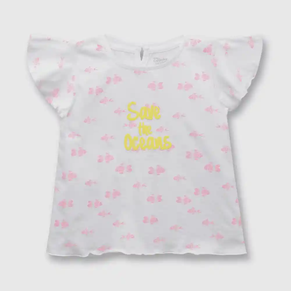 Polera Peces De Niña Blanco Talla 6/9 Meses
