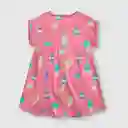 Vestido Estampado De Bebé Niña Rosado Talla 3/6m