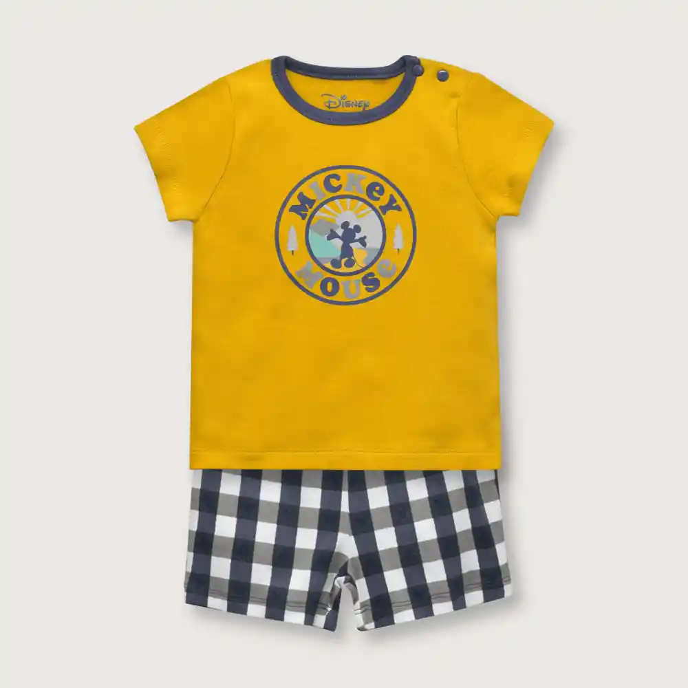 Pijama Disney Mickey Mouse De Niño Mostaza Talla 12m