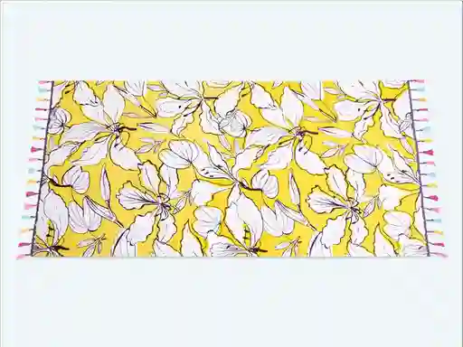 Tatienne Toalla Playa Flecos Hojas Mostaza