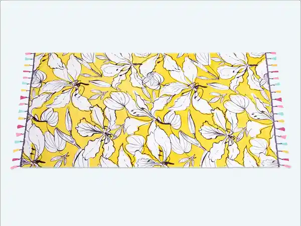 Tatienne Toalla Playa Flecos Hojas Mostaza