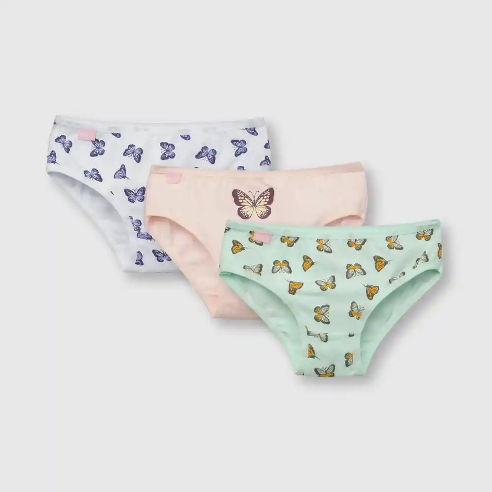Pack Calzón Estampado Niña Rosado Talla 10a