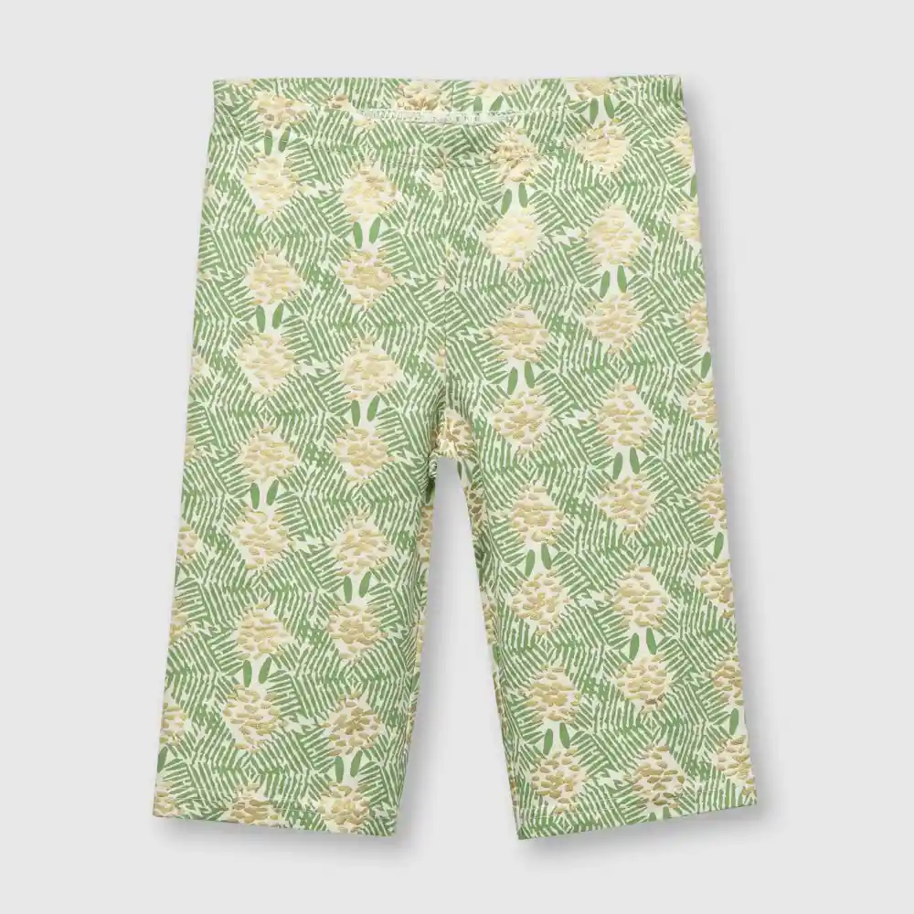 Pantalón Biker Estampada De Niña Verde Talla 4a