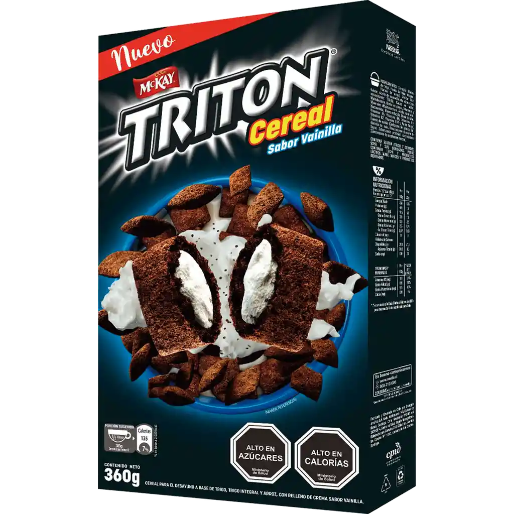 Mckay Triton Cereal de Trigo Relleno de Crema Sabor Vainilla