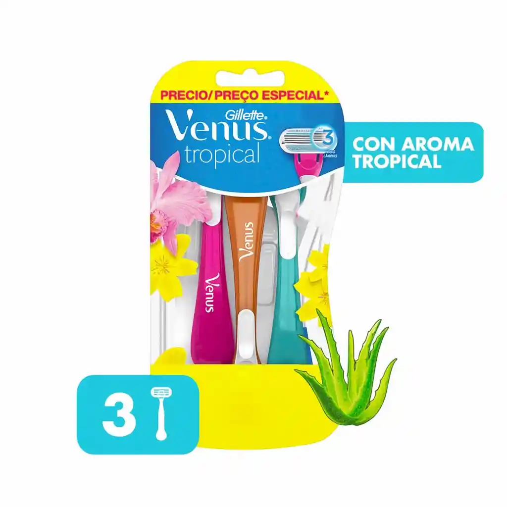 Gillette Venus Afeitadora Desechable para Mujer Aroma Tropical