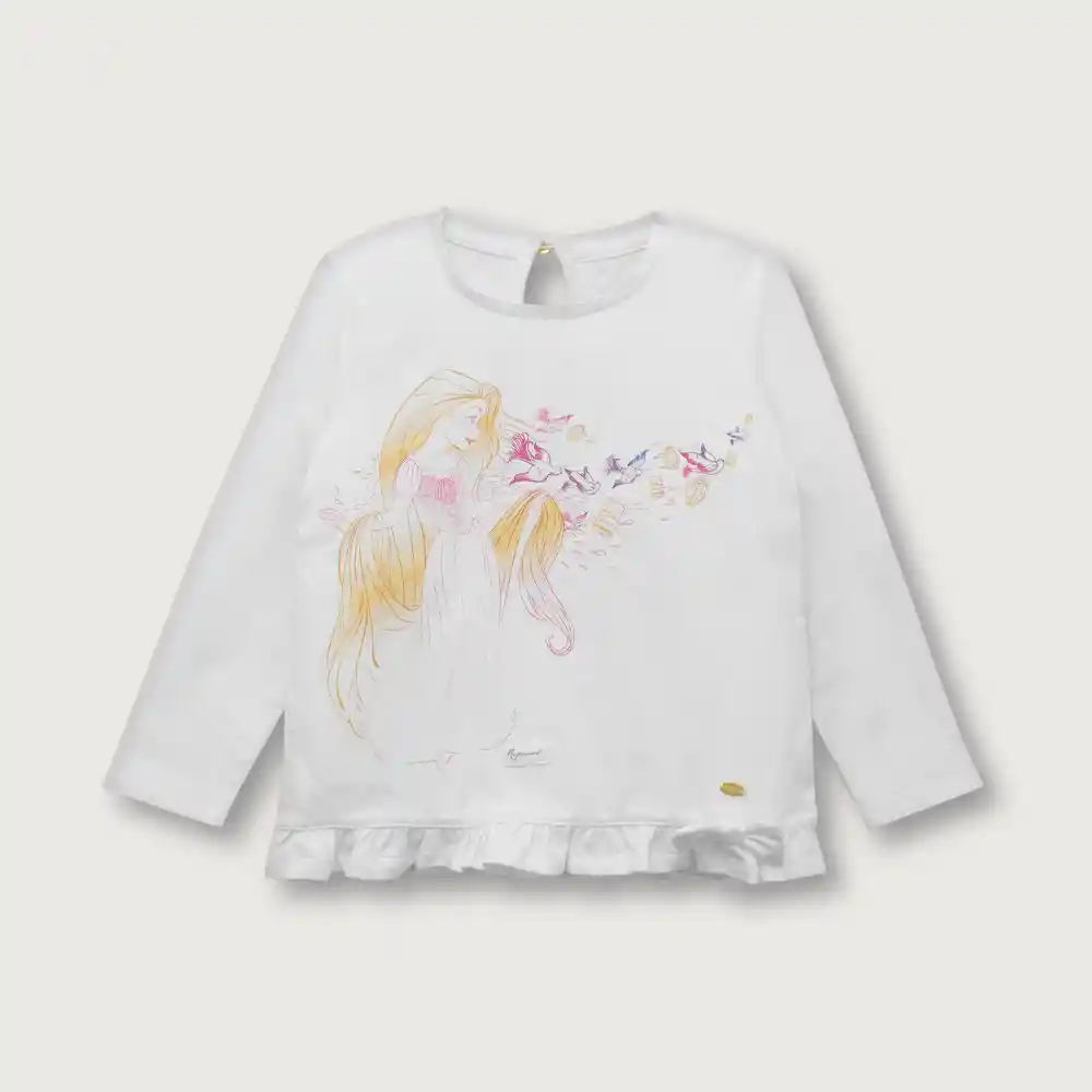 Polera Disney Rapunzel De Niña Blanco Talla 18m