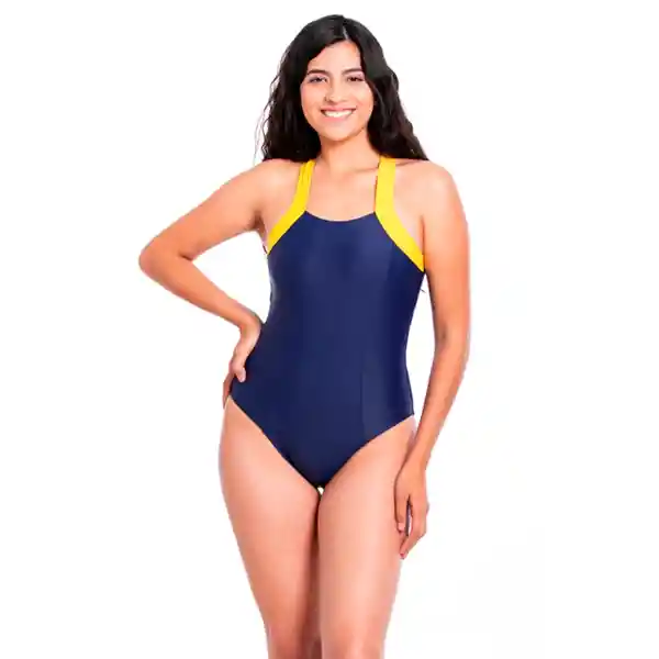 Traje de Baño Deportivo Con Cierre Azul Talla M Samia