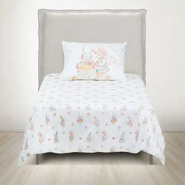 Funda Plumón Kids Reversible Hora Del té 1.5 Plazas Rosen