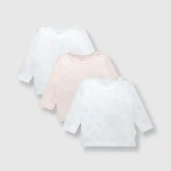 Pack Camiseta de Bebé Niña Pink/Rosado Talla 6/9M Colloky