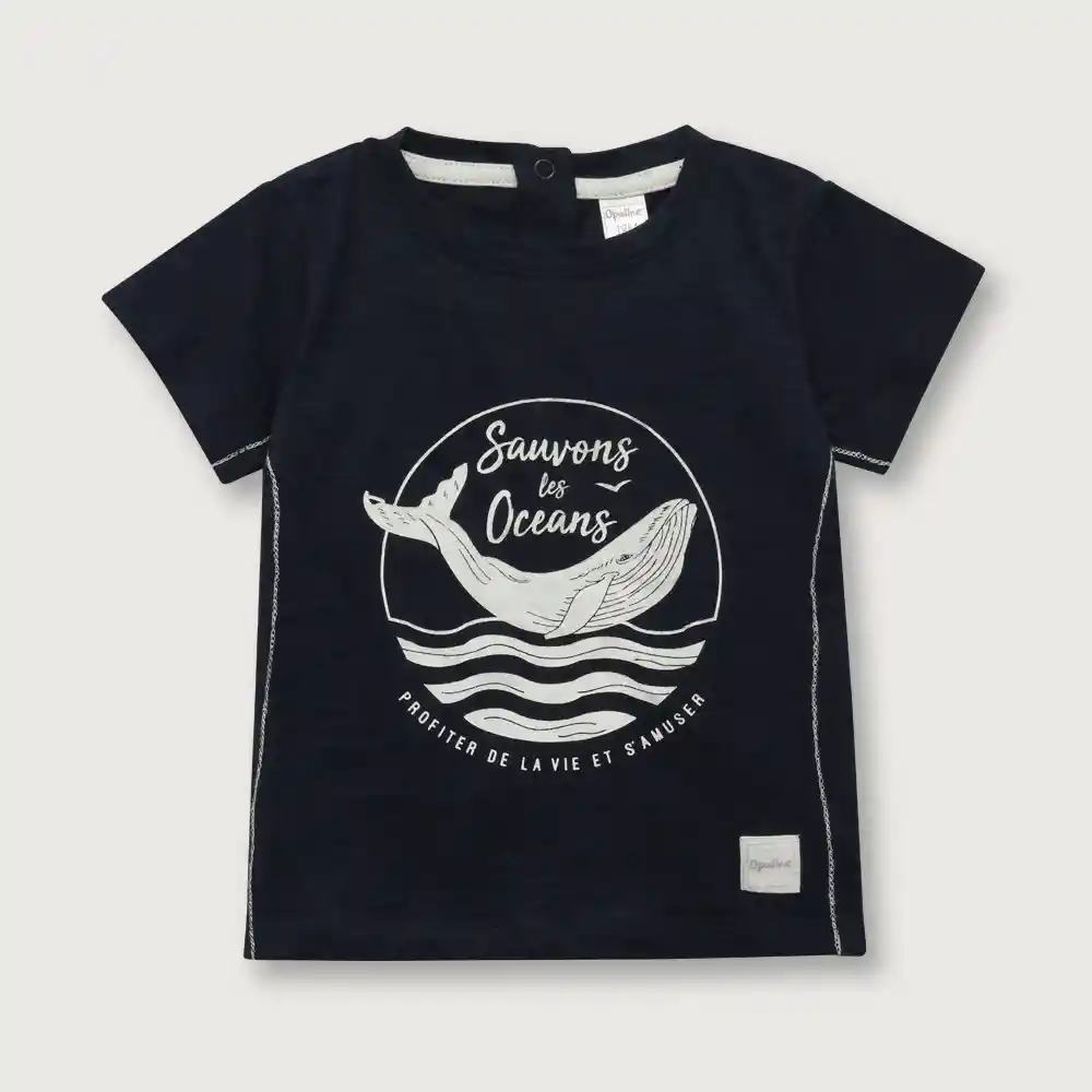 Polera Ballena Para Niño Azul Talla 6m