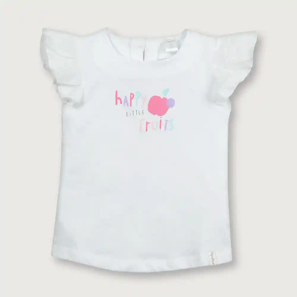 Polera Manga Alita Niña Blanca Talla 4a