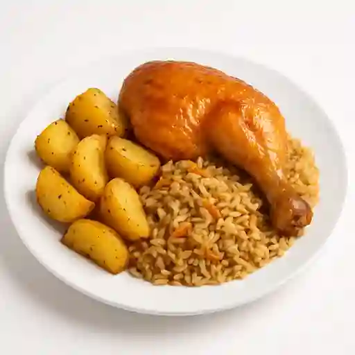 Pollo solo con papas y arroz chaufan