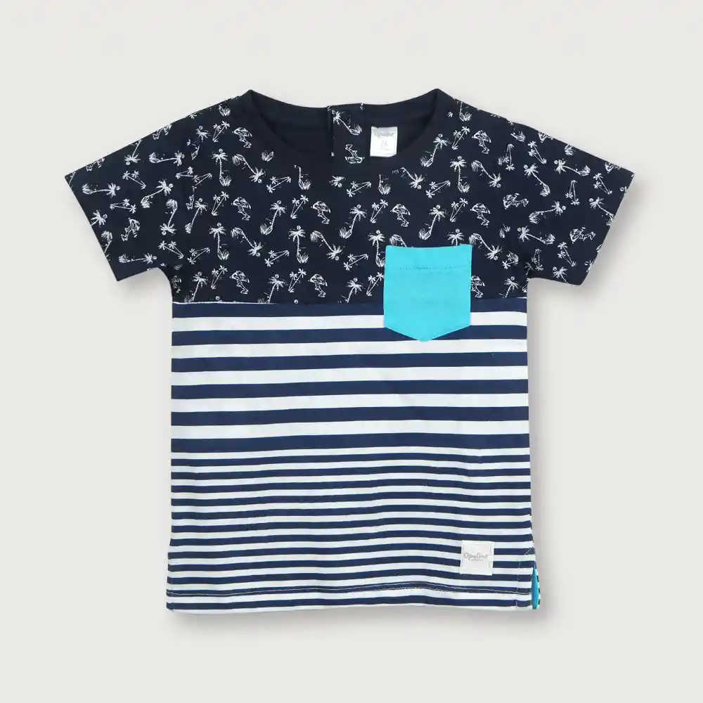Polera Listada Rayas De Niño Navy Talla 9m