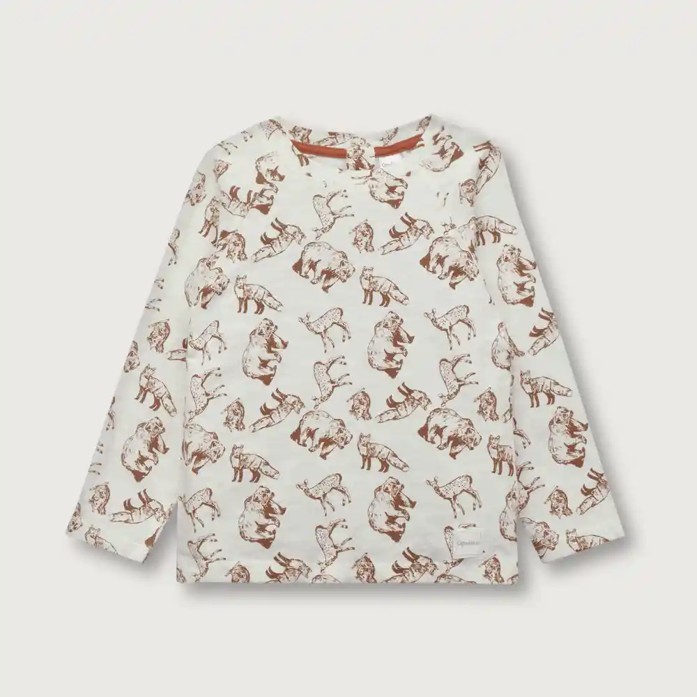 Polera Animales Niño Blanco Talla 2a