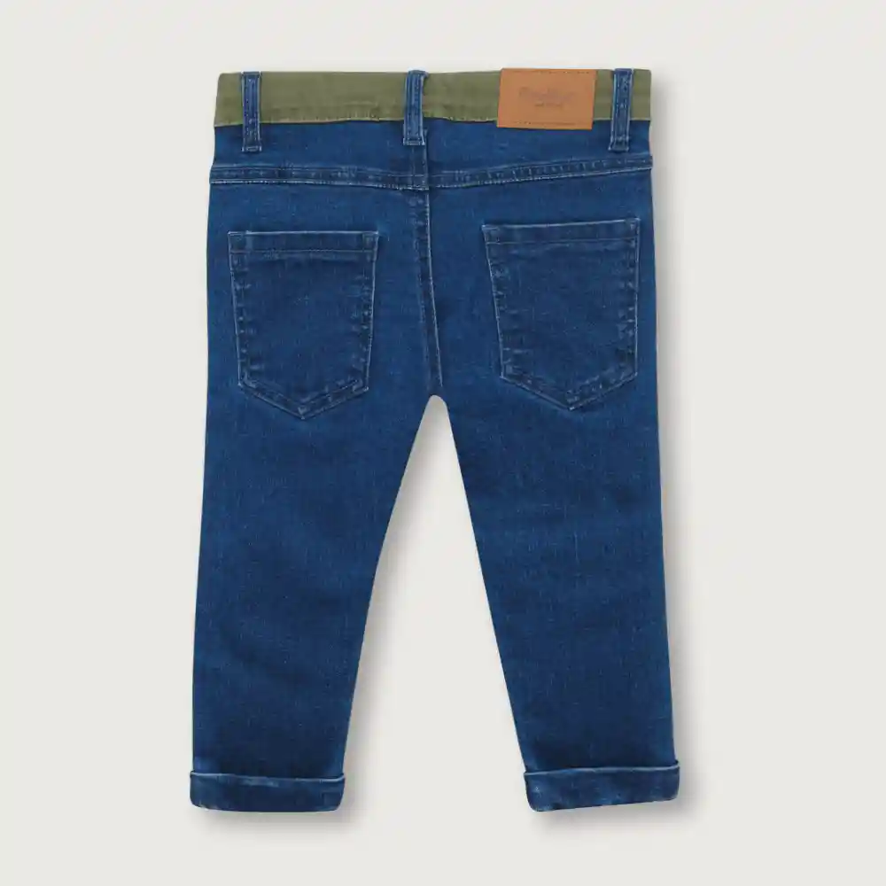 Jean Cintura Verde De Niño Azul Talla 6m
