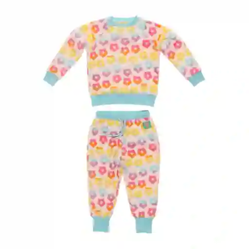 Pijama Infantil Coral Diseño de Flores Talla 6