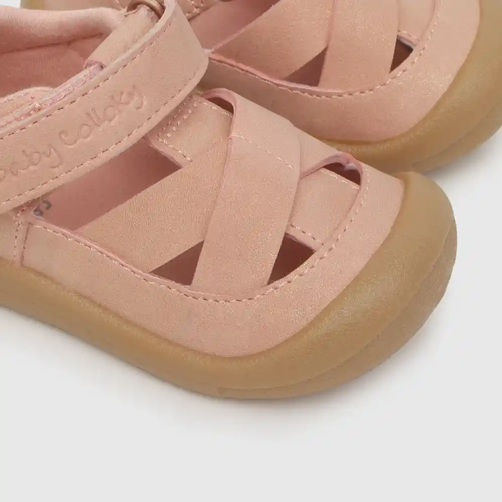 Sandalias Metalizada Con Velcro Niña Rosado Talla 18