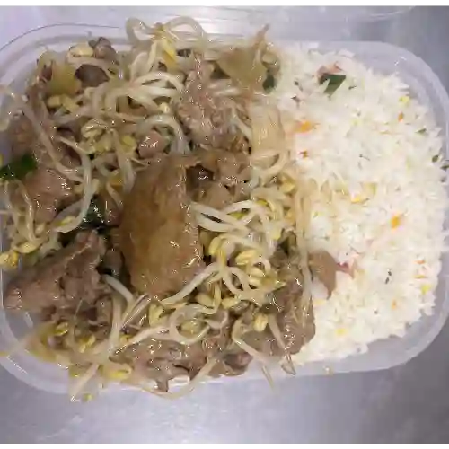 Diente dragón carne con arroz